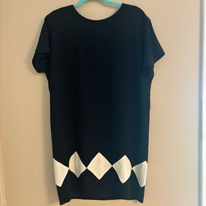 Vintage Jones New York Black Shift Dress with White Diamond Pattern